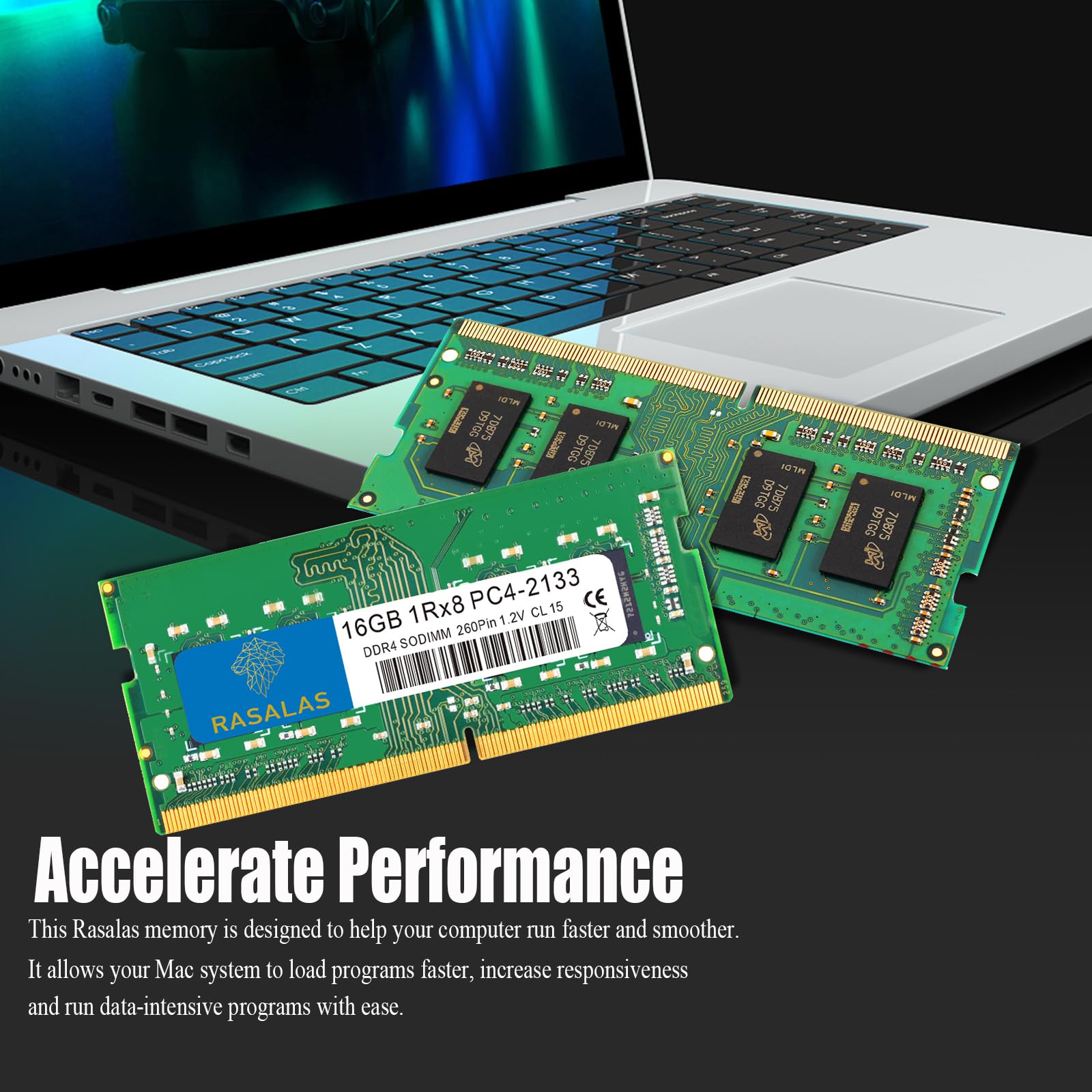 RASALAS 16GB DDR4 2133MHZ PC4-17000 Non-ECC Unbuffered 1.2V CL15